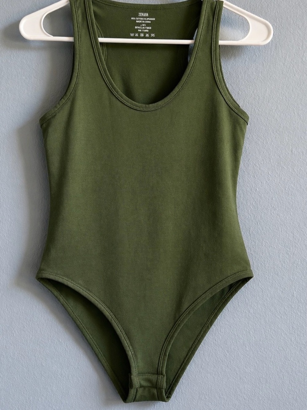 Zenana Outfitters NEW Olive Green Ribbed Tank Bodysuit Size L/XL
